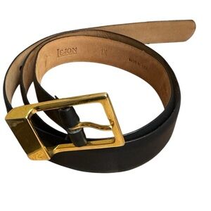 LEJON Italian Calfskin Size XL Women’s Black Leather Gold Buckle Made in USA EUC